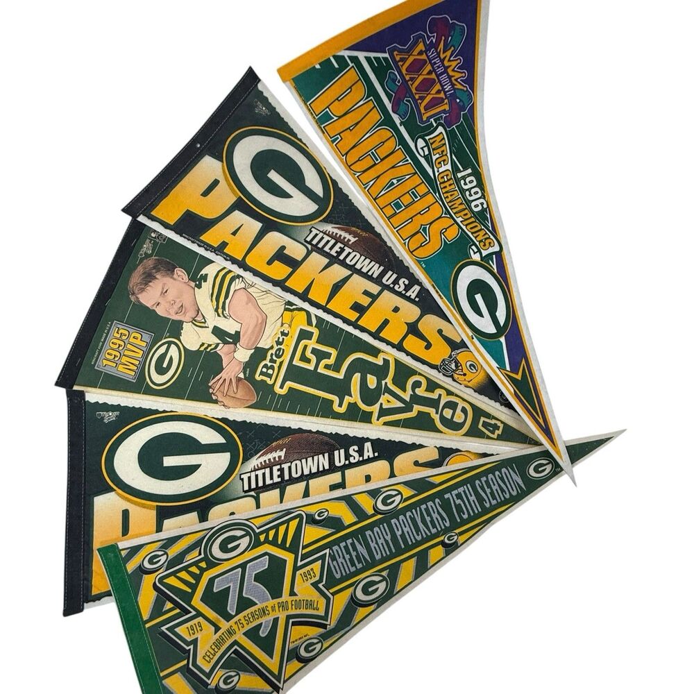Vintage NFL Green Bay Packers Lot of 5 Pennant Super Bowl XXXI 90s Brett Favre